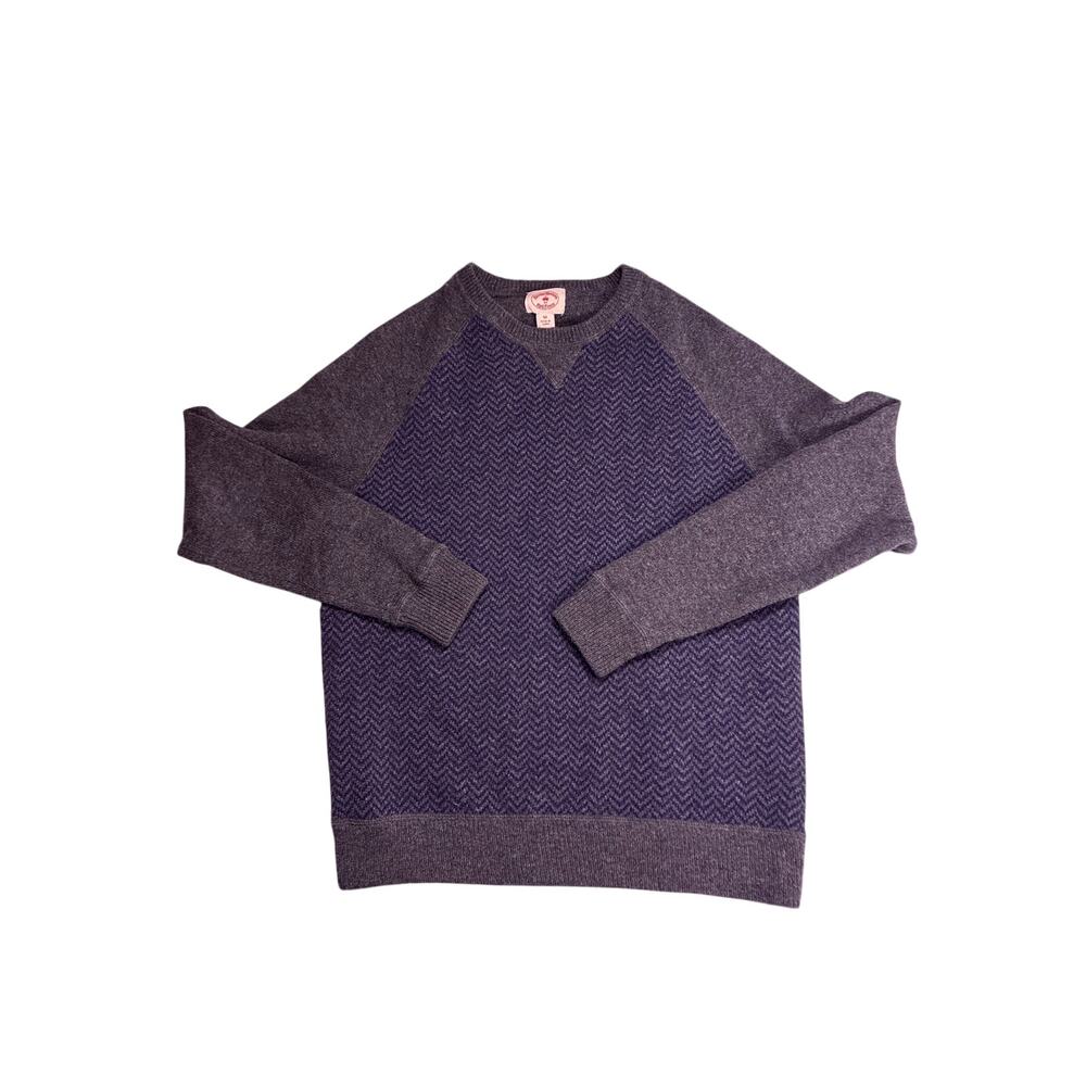 Vintage Brooks Brothers Wool Sweater Mens Medium Blue Gray Herringbone Crewneck
